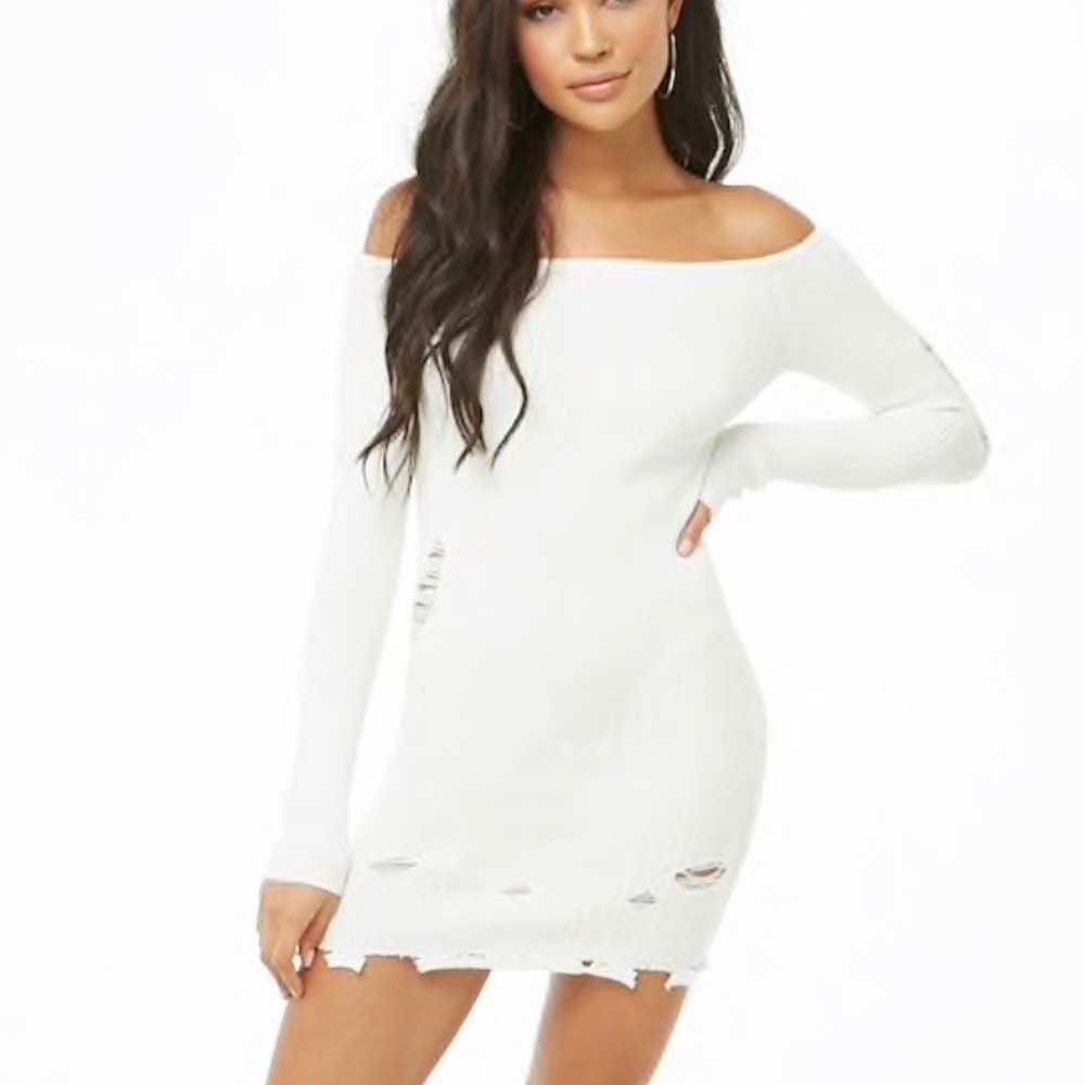 NWOT F21 off the shoulder dress distressed 🍒